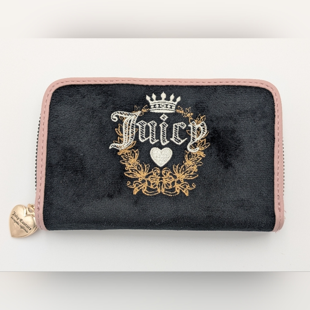 Juicy Couture Black and Gold Embroidered Wallet